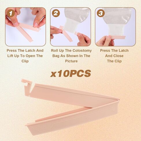 Andibro 10 PCS Ostomy Bag Clips, Colostomy Supplies, Leak-Proof Tail Closure, Colostomis Sealing Clips, Reusable for Colostomy Bags, Leak- Proof Sealing Bars in Saudi Arabia