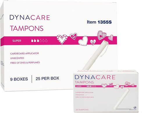 Dynarex Super Tampons – Feminine Hygiene Product with Cardboard Applicator – 7-Hour Protection – 1 Box of 25 Tampons in Saudi Arabia
