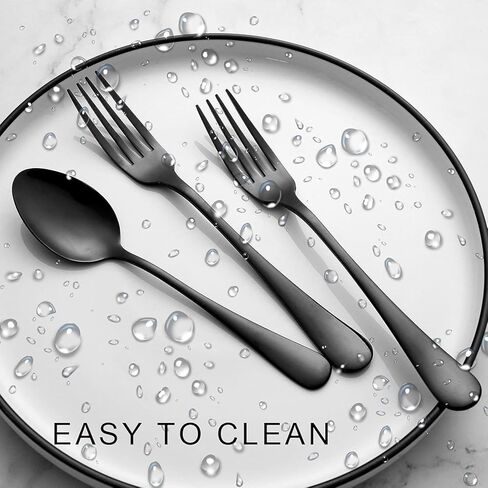 12-Piece Black Dinner Forks, Forks Silverware (8 inches), Food Grade Stainless Steel Flatware Fork, Mirror Polished & Dishwasher Safe, Using for Home, Restaurant or Kitchen, Black in Saudi Arabia