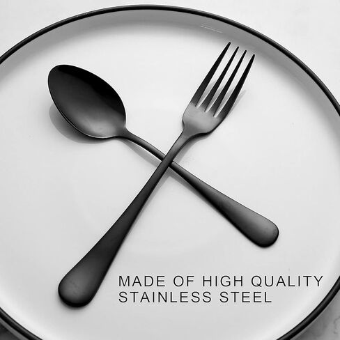 12-Piece Black Dinner Forks, Forks Silverware (8 inches), Food Grade Stainless Steel Flatware Fork, Mirror Polished & Dishwasher Safe, Using for Home, Restaurant or Kitchen, Black in Saudi Arabia