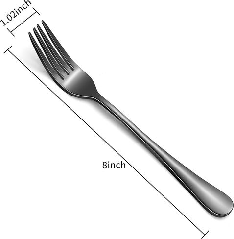 12-Piece Black Dinner Forks, Forks Silverware (8 inches), Food Grade Stainless Steel Flatware Fork, Mirror Polished & Dishwasher Safe, Using for Home, Restaurant or Kitchen, Black in Saudi Arabia