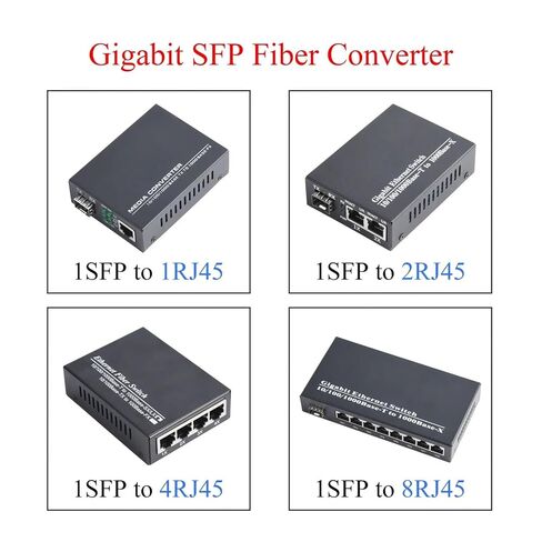 جيجابت SFP محول الوسائط 1 SFP إلى 1/2/4/8 RJ45 وحدة الإرسال والاستقبال 10/100/1000M محول الألياف البصرية (1 SFP إلى 1 RJ45) in Saudi Arabia