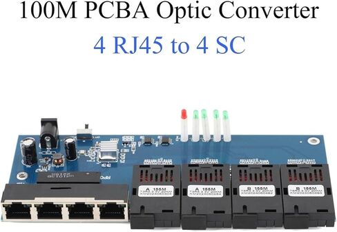 PCBA محول وسائط الألياف البصرية 10M/100M 4 RJ45 إلى 4 SC 2A + 2B موصلات 1310nm/1550nm منافذ 20KM in Saudi Arabia