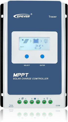 جهاز التحكم بالشحن الشمسي EPEVER MPPT 40A 12V 24V Auto Max PV 100V منظم الألواح الشمسية الأرضية السلبية المشتركة شاشة LCD Tracer4210AN G3 لبطارية ليثيوم LiFePO4 المغمورة بالجل (40A MPPT) in Kuwait
