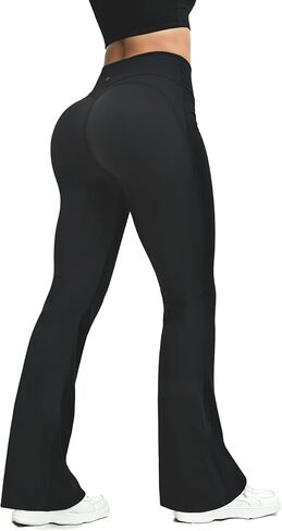 Flare Yoga Pants for Women High Waisted Bell Bottom Leggings with Pocket 4-Way Stretch No Front Seams Tummy Control in Saudi Arabia