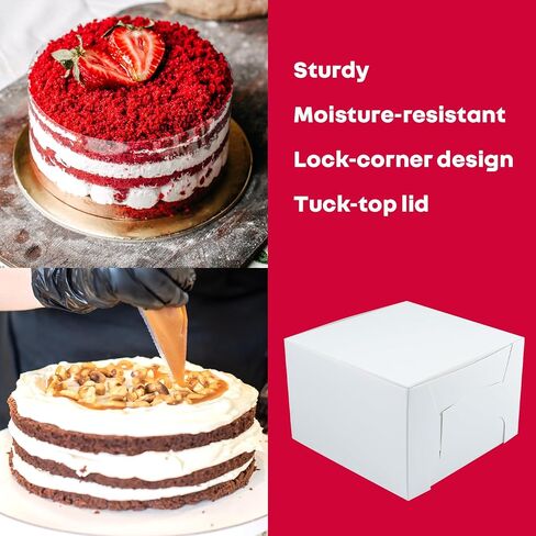 16x16x6 inches White Cake box, Premium Bakery Boxes, One piece, Perfect for packaging and selling cakes, donuts, cookies, and muffins (6-Pack) in Saudi Arabia