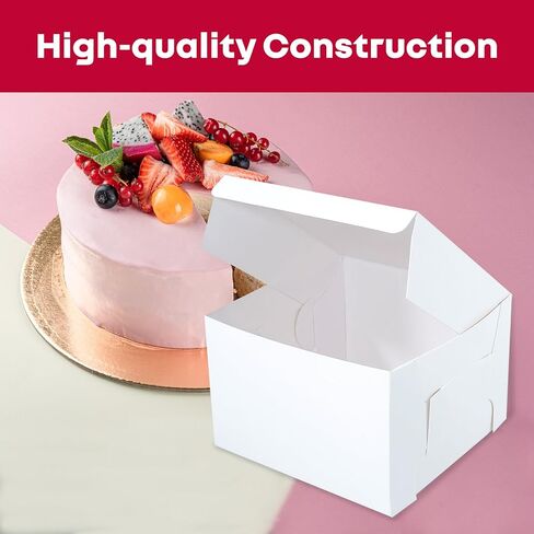 16x16x6 inches White Cake box, Premium Bakery Boxes, One piece, Perfect for packaging and selling cakes, donuts, cookies, and muffins (6-Pack) in Saudi Arabia