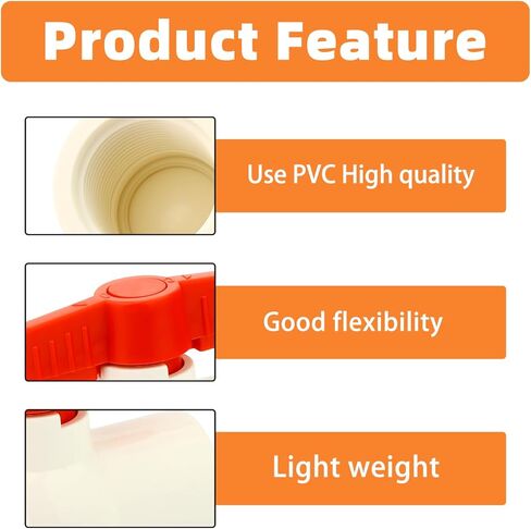 GASHER 4PCS 3/4 Inch NPT PVC Ball Valve Shut Off Switch For Pool, Handle Red Ball valve, Pvc Control Valve in Saudi Arabia
