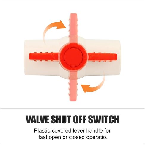 GASHER 4PCS 3/4 Inch NPT PVC Ball Valve Shut Off Switch For Pool, Handle Red Ball valve, Pvc Control Valve in Saudi Arabia