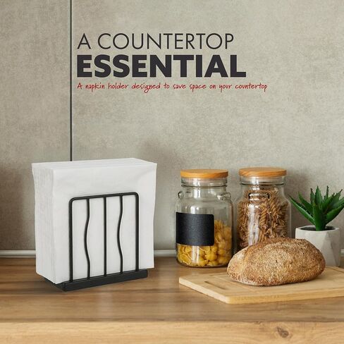 Modern Napkin Holder for Table, Kitchen, Bar, or Restaurant - Matte Black Farmhouse Style Decorative Organizer. in Saudi Arabia