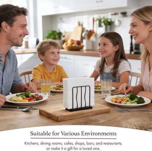 Modern Napkin Holder for Table, Kitchen, Bar, or Restaurant - Matte Black Farmhouse Style Decorative Organizer. in Saudi Arabia