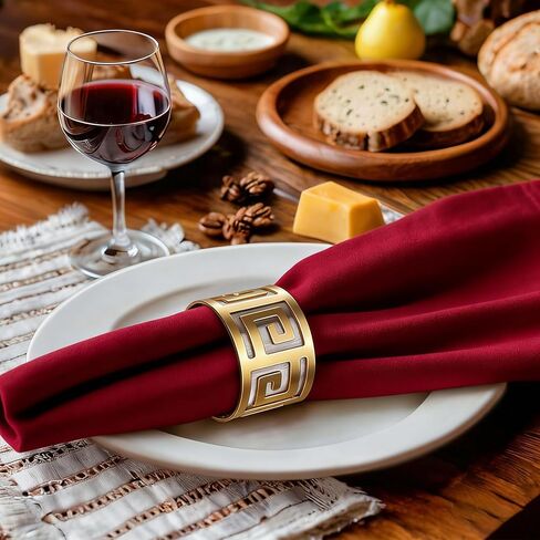 6Pcs Gold Napkin Rings Set, Hollow Out Design Metal Napkin Rings, Ring Holder for Holiday Party, Home Kitchen for Casual or Formal Occasion,Wedding Party Dinner Table Decoration in Saudi Arabia