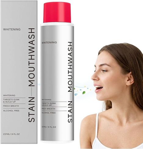 Stain Whitening Mouthwash, Gunk Removing Mouthwash for Fresh Breath, Hydrogen Peroxide Mouthwash to Promote Whiter Teeth 237ml in Saudi Arabia