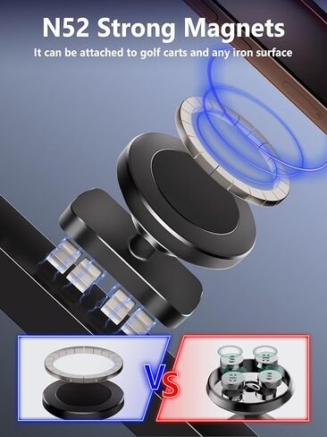 Magnetic Phone Holder for Golf Cart - Strong N52 Magnets, MagSafe Compatible for iPhone 16 15 14 13 12 Series, Fits EZGO Club Car Yamaha Golf Carts & Any Metal Surface Golf Cart Accessories in Saudi Arabia