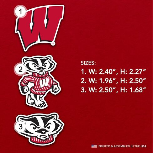 مغناطيس أكريليك من جامعة صبار الصحراء ويسكونسن، 3 عبوات من تصميم UW Badgers الزخرفي مرخص رسميًا (مجموعة المغناطيس A) in Saudi Arabia