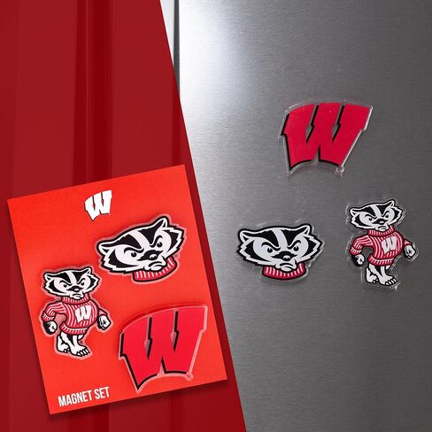 مغناطيس أكريليك من جامعة صبار الصحراء ويسكونسن، 3 عبوات من تصميم UW Badgers الزخرفي مرخص رسميًا (مجموعة المغناطيس A) in Saudi Arabia