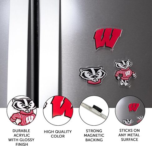مغناطيس أكريليك من جامعة صبار الصحراء ويسكونسن، 3 عبوات من تصميم UW Badgers الزخرفي مرخص رسميًا (مجموعة المغناطيس A) in Saudi Arabia