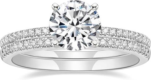 EAMTI 1.25CT 925 فضة خاتم الزفاف مجموعات جولة تشيكوسلوفاكيا خواتم الخطبة خواتم الوعد لعصابات الزفاف لها للنساء حجم 3-13 in Kuwait