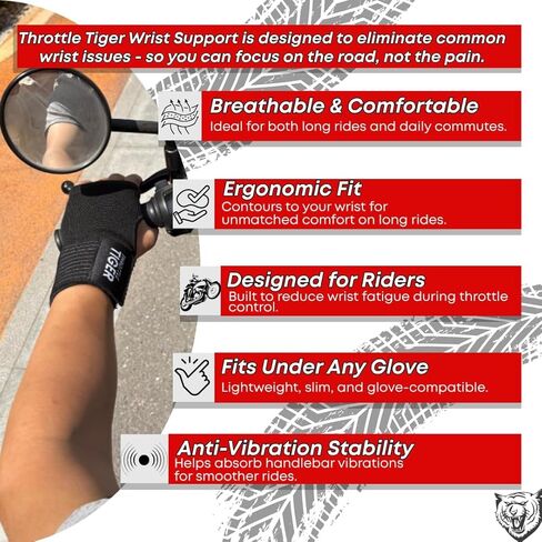 ® دعامة معصم دراجة نارية قابلة للتعديل لسائقي الدراجات النارية، دعم المعصم يقلل من آلام اليد ويمتص الاهتزاز، ويعزز الراحة والثبات (متوسط) in Kuwait