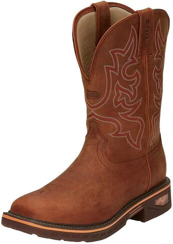 حذاء Justin Boots CR4011 للرجال Justin Resistor Russett مقاس 13' Russett H20 ذو مقدمة ناعمة للعمل مربع اللون بني 10 EE in Saudi Arabia
