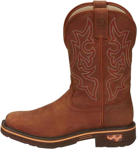 حذاء Justin Boots CR4011 للرجال Justin Resistor Russett مقاس 13' Russett H20 ذو مقدمة ناعمة للعمل مربع اللون بني 10 EE in Saudi Arabia
