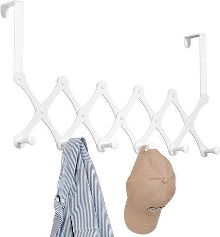 SCUNDA Expands Over The Door Hook Rack, Heavy Duty No Drill Hooks for Bathroom, Bedroom, Kitchen, Closet - Over The Door Hanger for Towels, Robes, Bags, Coats(Black) in Saudi Arabia