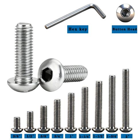 Metuja 1/4-20x3/8 Button Head Hex Socket Bolts,304 Stainless Steel Fully Threaded Machine Screws-20PCS Bright Silver,Corrosion-Resistant for Furniture Assembly/DIY/Machinery Repair in Saudi Arabia