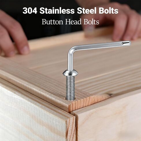 Metuja 1/4-20x3/8 Button Head Hex Socket Bolts,304 Stainless Steel Fully Threaded Machine Screws-20PCS Bright Silver,Corrosion-Resistant for Furniture Assembly/DIY/Machinery Repair in Saudi Arabia