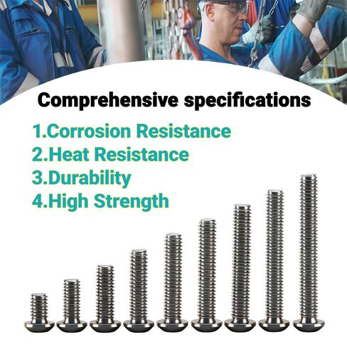 Metuja 1/4-20x3/8 Button Head Hex Socket Bolts,304 Stainless Steel Fully Threaded Machine Screws-20PCS Bright Silver,Corrosion-Resistant for Furniture Assembly/DIY/Machinery Repair in Saudi Arabia