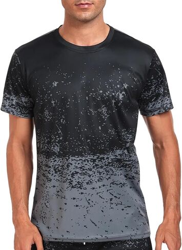 Men's Quick Dry Short Sleeve T-Shirt Casual Printed Crew Neck Tee for Gym Workout Daily Wear in Saudi Arabia