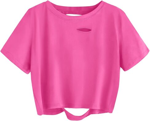 Avanova Tie Dye Shirt Women Ripped Short Sleeve Crop Tops Distressed Cropped T Shirts for Concert Halloween Goth Rock in Saudi Arabia
