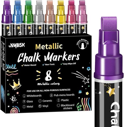 Liquid Chalk Markers for Blackboard, 12 Colors Washable Window Markers, 10mm 3-in-1 Jumbo Wide Tip, Dry Erase Marker Pens for Chalkboard, Car Window Paint Pens for Christmas Glass Mirror Decoration in Saudi Arabia
