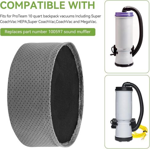 Backpack Vacuum Sound Muffler Filter 100597 For ProTeam Pro 10 Quart Backpack Vacuums - Compatible with Super CoachVac HEPA,Super CoachVac,CoachVac, MegaVac BP Vacuum Cleaner Filter,Reduces Noise in Saudi Arabia