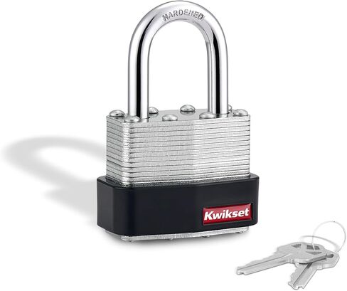قفل فولاذي مصفح من Kwikset مع تكبل فولاذي مقوى، بوابة خارجية وقفل سياج، هيكل 1-3/4 بوصة، تكبل 1-1/16 بوصة، عبوة واحدة، فضي in Kuwait