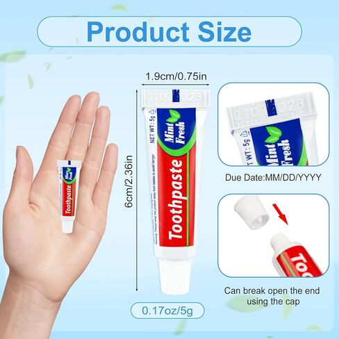 30 Tubes Bulk Travel Size Mini Toothpaste, 0.176oz Disposable Mint Flavor Pocket Teeth Paste Small Essential Toothpaste for Travel, Home/Hotel/Guests/Charity/Homeless/Camping Oral Care (Single Use) in Saudi Arabia