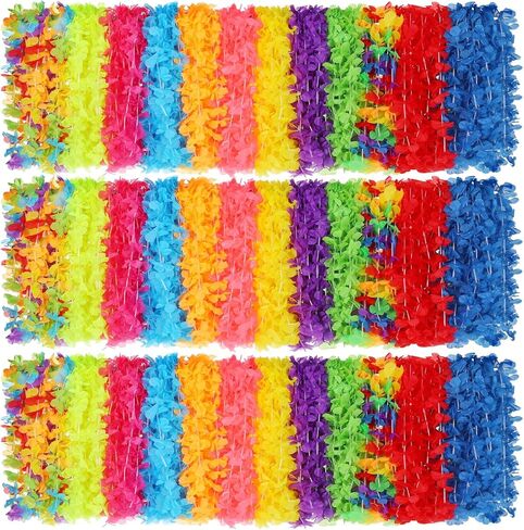 Jutom 1000 Pcs Hawaiian Leis Bulk Luau Leis Tropical Floral Necklace Hawaiian Flower Lei for Beach Themed Birthday Party Decorations Holiday Wedding Favors Supplies in Saudi Arabia