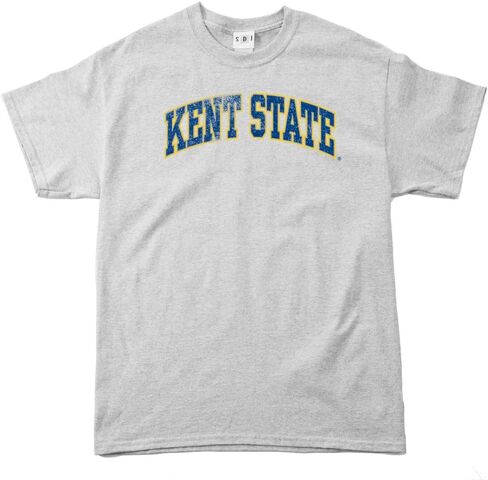 تي شيرت NCAA Kent State Golden Flashes بنسبة 100% عتيق منكمش مسبقًا بأكمام قصيرة، مقاس متوسط، رمادي رياضي in Kuwait