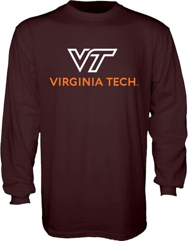 تي شيرت أزرق 84 للرجال من Virginia Tech Hokies بأكمام طويلة، لون الفريق، كستنائي، كبير in Saudi Arabia