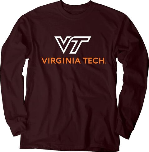 تي شيرت أزرق 84 للرجال من Virginia Tech Hokies بأكمام طويلة، لون الفريق، كستنائي، كبير in Saudi Arabia