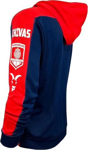 كنزة صوفية مرخصة للبالغين من Icon Sports Chivas de Guadalajara - قميص من النوع الثقيل باللونين الأزرق الداكن والأحمر من Club Deportivo Guadalajara in Kuwait
