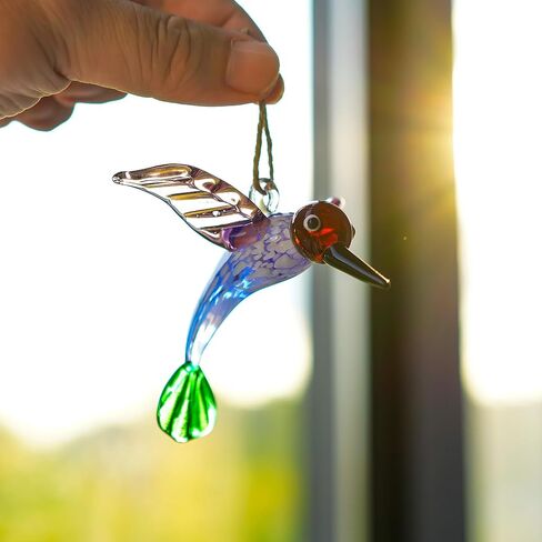 Glass Hummingbird Ornament Hanging for Xmas Tree Handmade Decorative Ornaments for Hummingbird Lovers Holiday Decorations in Saudi Arabia