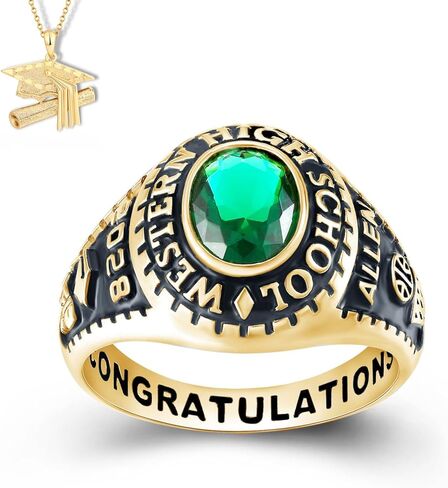 PJM Customized Sterling Silver Men High School and College Class Ring – Modern Collection – Fully Personalized - Mementos Jewelry in Saudi Arabia