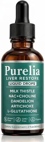 Purelia Liver Restore Drops – Complete Liver Detox Support Supplement with Milk Thistle, Dandelion & L-Glutathione for Liver Cleanse & Digestion Aid Health, 2 Fl Oz (1) in Saudi Arabia