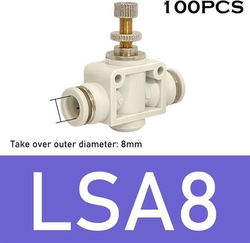 100PCS Pneumatic Pipe Throttle Valve Trachea White Fittings Restrictor LSA-06/08/10 White Pressure Regulating Valve(LSA8 (100PCS)) in Saudi Arabia
