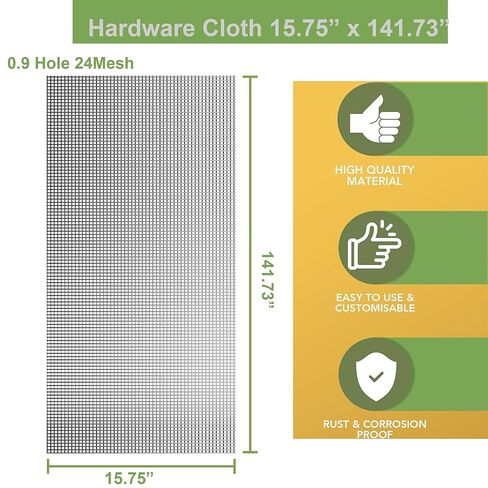 304 Stainless Steel Mesh Screen 24 Mesh, Size 15.7'' x 141.7''(40x360cm), Wire Mesh Window Screen, Sturdy Metal Mesh Screen Roll for Vent, Cage, Garden, Patio, Cat Proof, Filter Screen in Saudi Arabia