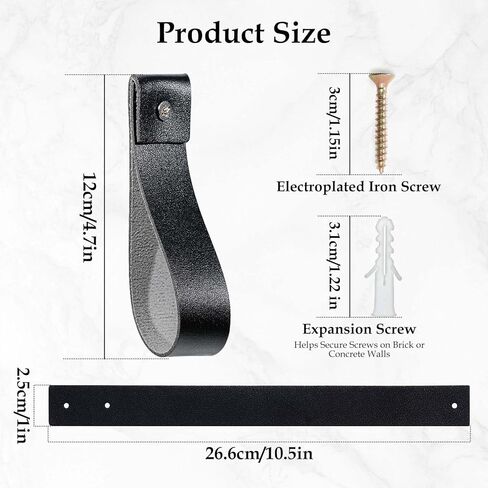 8 Pack PU Leather Wall Hooks & Straps with Decorative Pearl Screw Caps, Boho Leather Curtain Rod Holder for Wall, Hanging Loops for Towels & Oars, Modern Farmhouse DIY Cabinet Pulls, Mixed Colors in Saudi Arabia