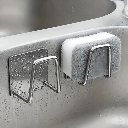 Generic 2 Pcs Heavy Duty Silver Metal Wall Mount Sink Hook for Kitchen & Bathroom Organization in Saudi Arabia