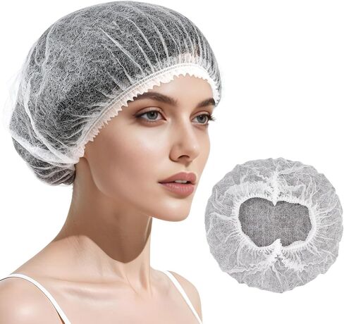 100 Pcs Polypropylene Bouffant Caps,21"/24" Disposable Non-Woven Hair Nets,Non Woven Bulk Elastic Dust Caps for Kitchen in Saudi Arabia
