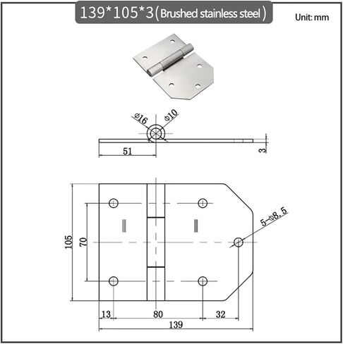 139x105x3 304 الفولاذ المقاوم للصدأ معدات ميكانيكية عالية القوة تحمل الحمل معدات حماية البيئة الصناعية مفصل كبير 1PPcs in Kuwait
