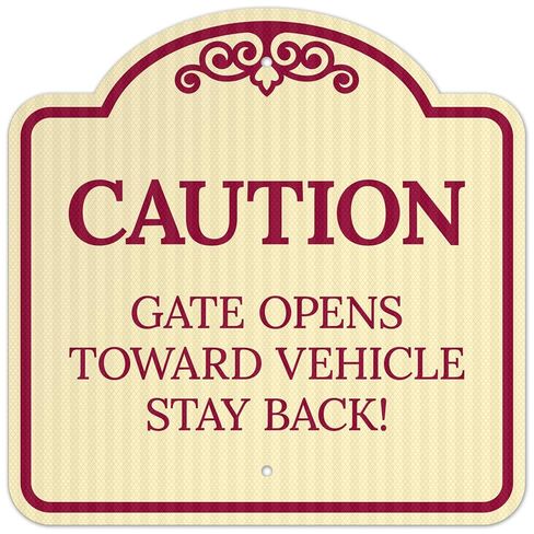 Caution Gate Opens Towards Vehicle Stay Back Décor Sign, Green Dark, 12x12 Inches, ACM, Fade Resistant, Made in USA in Saudi Arabia